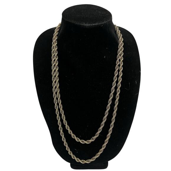 Monet Jewelry - Vintage Monet Silver Tone Chunky Long Rope Chain Necklace